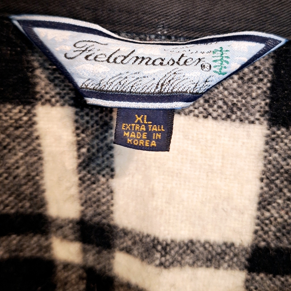 FIELDMASTETS Black & White Lightweight 55% Wool Plaid Shirt Very Good Condition - Picture 3 of 3